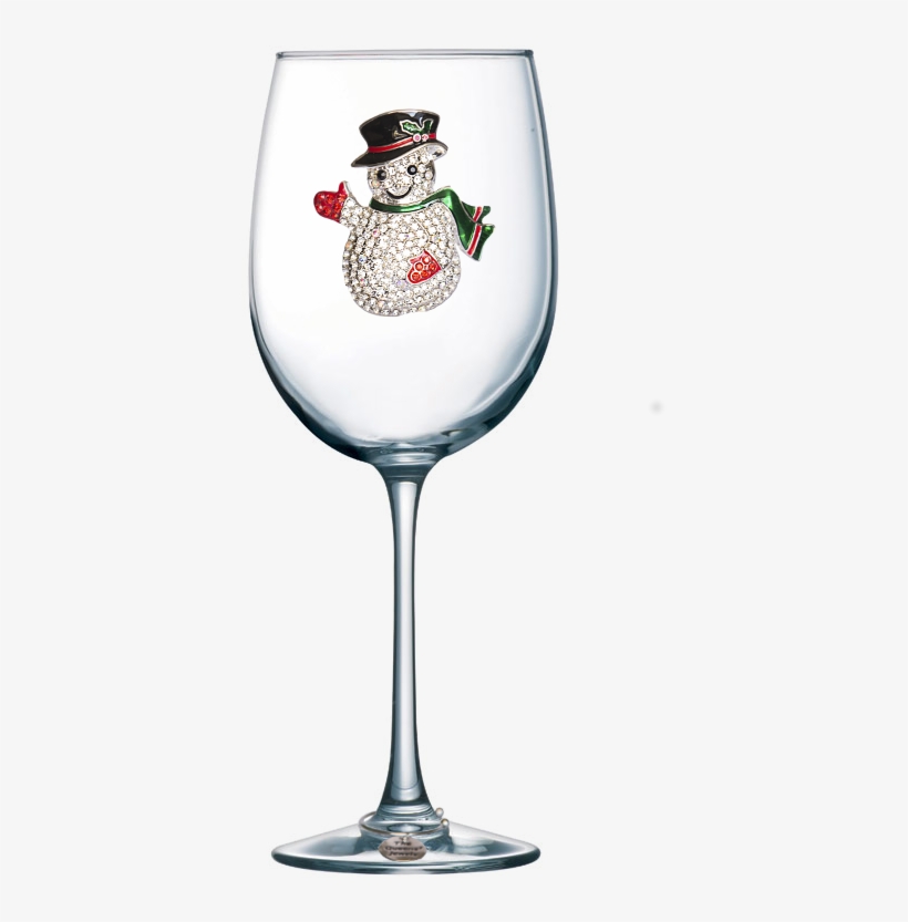Snowman Jeweled Stemmed Wine Glass - Wine Glass With Heart, transparent png #3974135