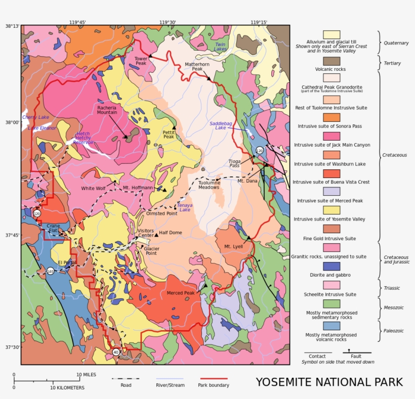 Map Of Cathedral Peak Granodiorite - Yosemite Timeline, transparent png #3975208