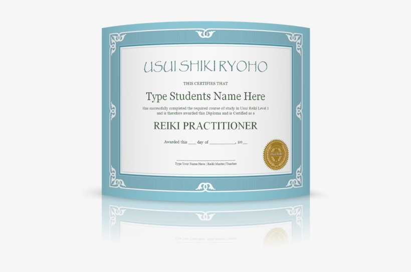 Give Your Students A Professionally Made Reiki 1 Certificate - Download, transparent png #3977020