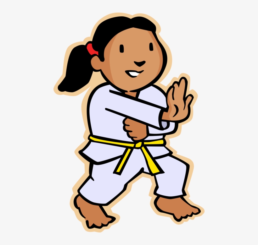 Vector Illustration Of Primary Or Elementary School - Karate Girl Cartoon, transparent png #3977631