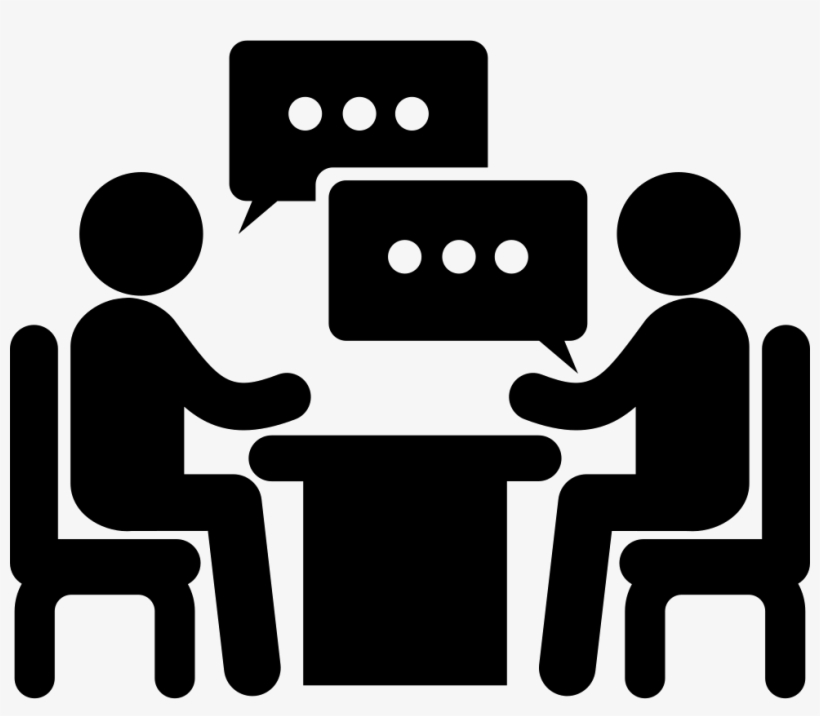 Men Couple Sitting On A Table Talking About Business - 2 People Talking Icon, transparent png #3978250