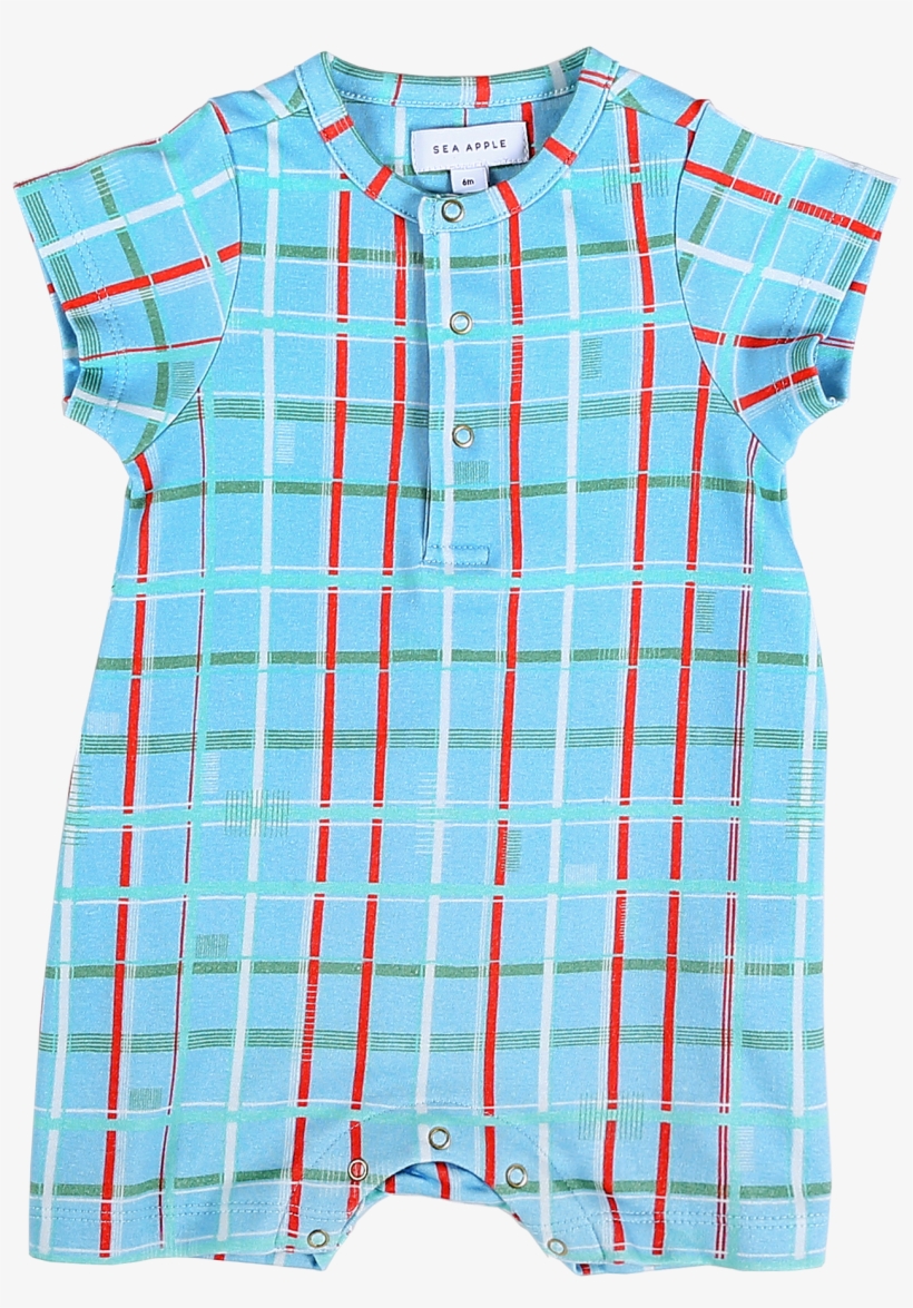 Retro Plaid Blue Bubble Shorts Romper - Plaid, transparent png #3978915