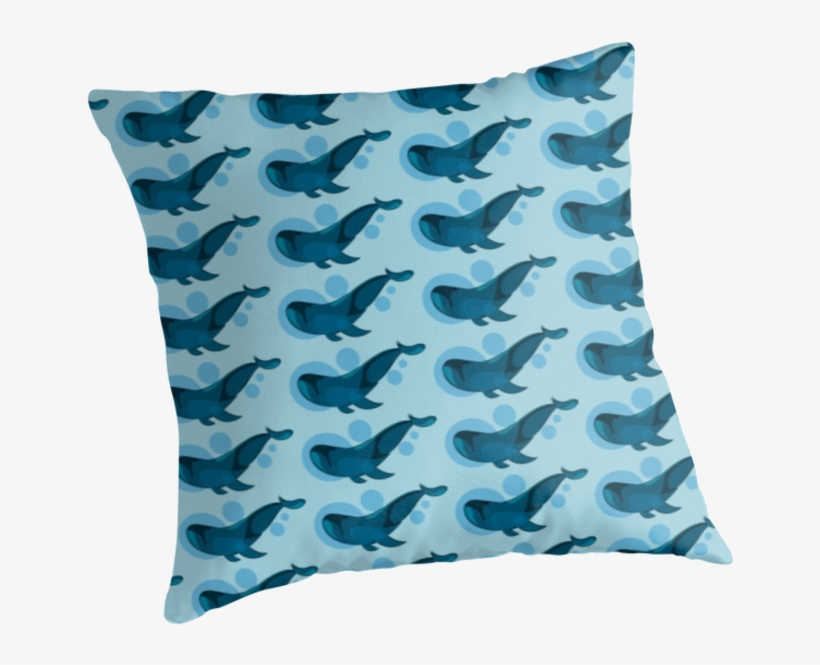 Blue Bubble Whale By Eugeniaart - Cushion, transparent png #3978950