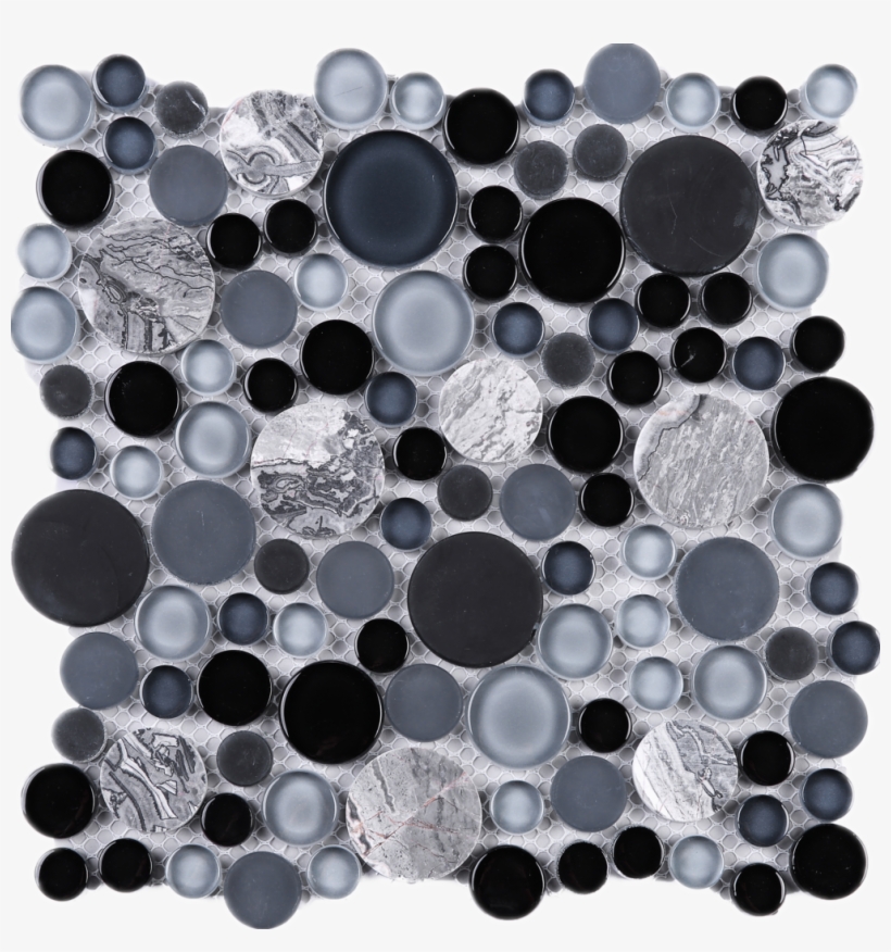 Multile-fusion Blue Bubble Glass And Marble Mosaic - Marble, transparent png #3979311