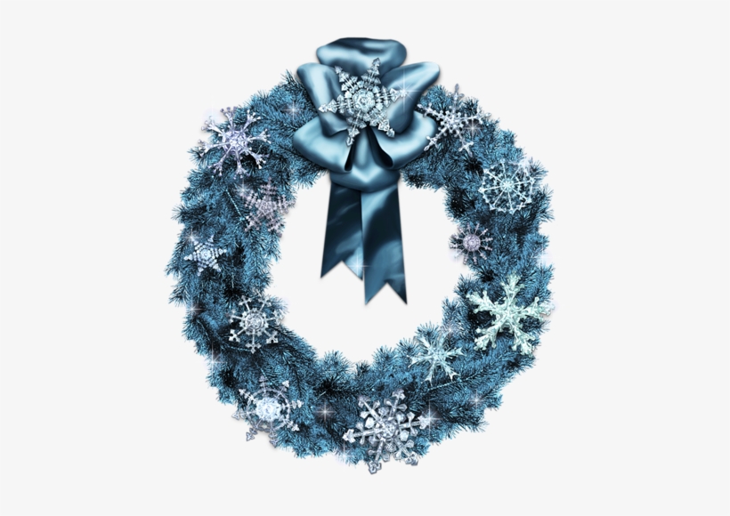 Christmas Wreath Png - Blue Clip Art Christmas Wreath, transparent png #3979795