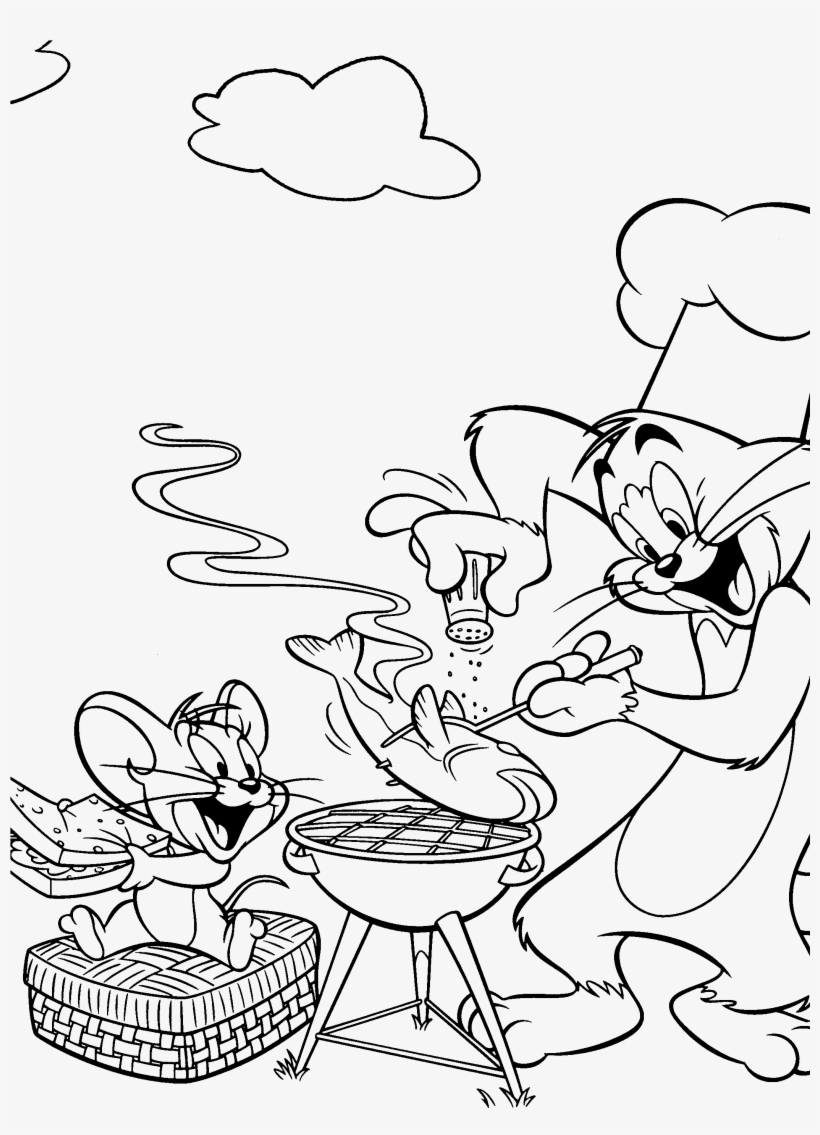 Tom And Jerry Was Cooking Fish Coloring Pages Tom And - Summer Disney Coloring Pages, transparent png #3980036