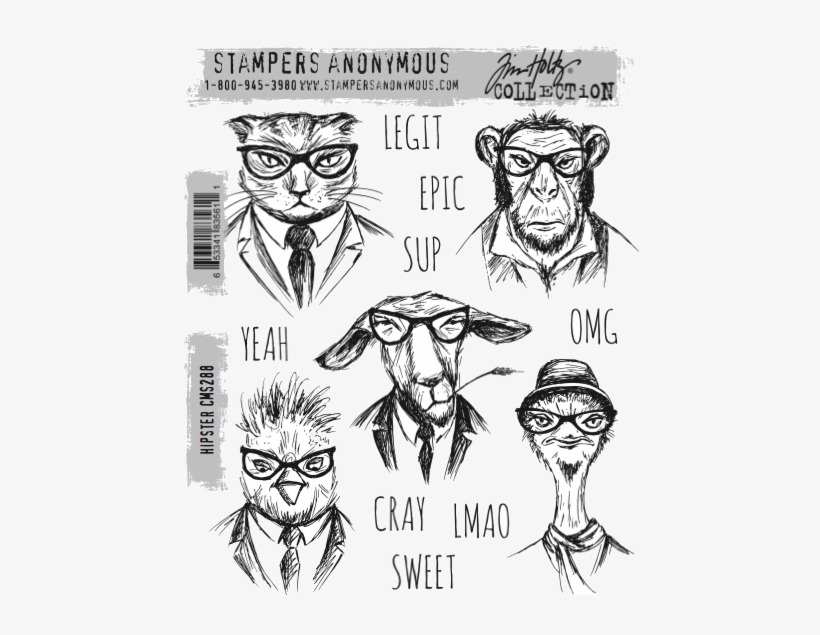Stampers Anonymous Tim Holtz Rubber Stamps Hipster - Tim Holtz Hipster, transparent png #3982608