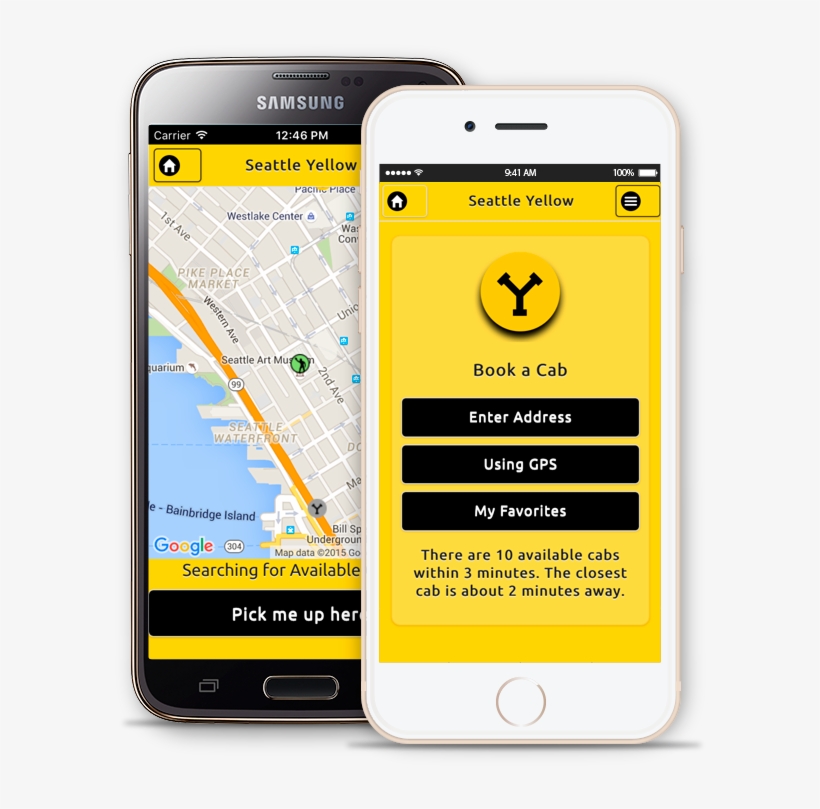 Get The Seattle Yellow Cab Mobile App For Android & - Taxi Cab App, transparent png #3982675