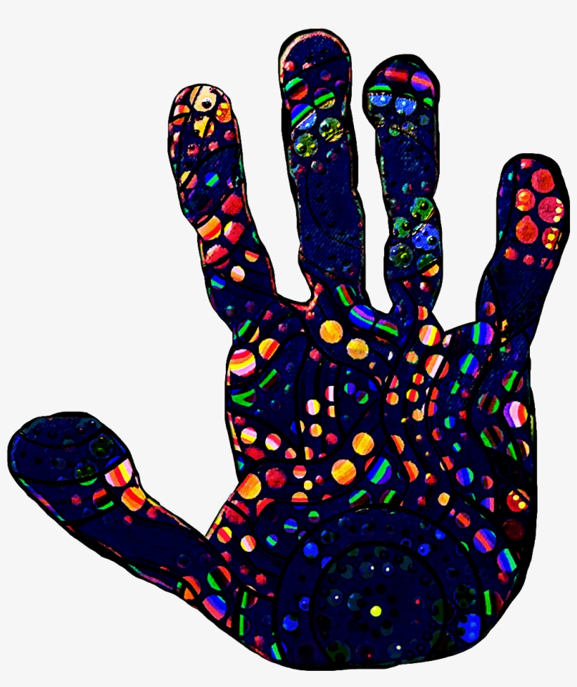 Hand Handprint Rainbow Dots Handprints Rainbowhand - Rainbow, transparent png #3982770