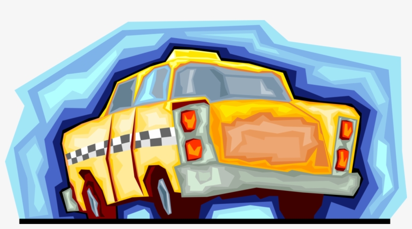 Vector Illustration Of Taxicab Taxi Or Cab Vehicle - Illustration, transparent png #3982965