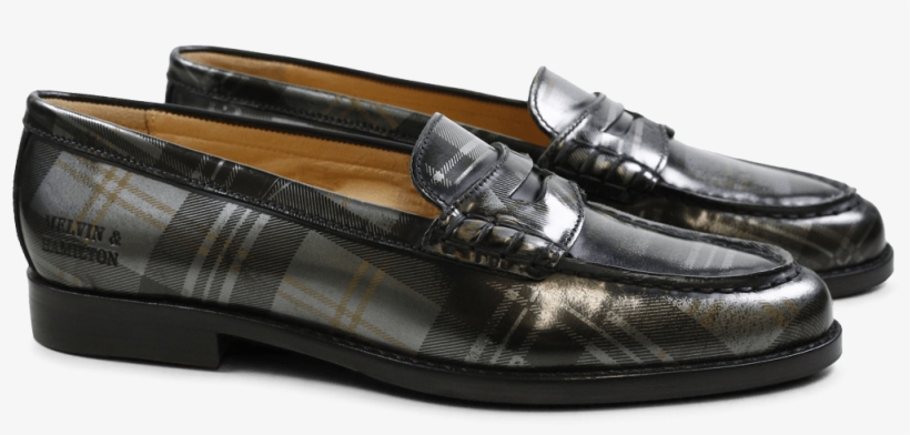 Loafers Mia 1 Brush Check Gunmetal Hrs - Slip-on Shoe, transparent png #3983591
