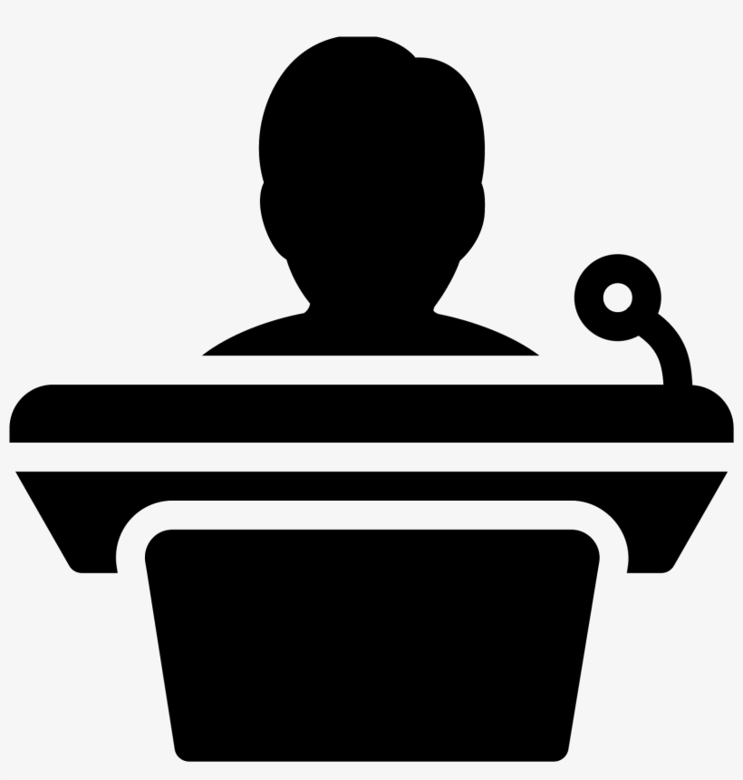 Podium Z Mówcą Icon - Speaker Podium Silhouette Clipart, transparent png #3983675