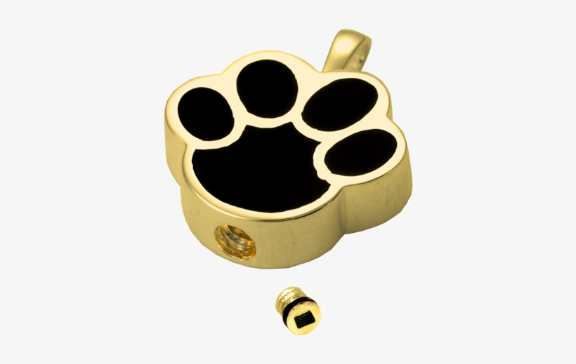 Black Inlay Paw Print Cremation Jewelry Urn Opening - Cremation, transparent png #3984584
