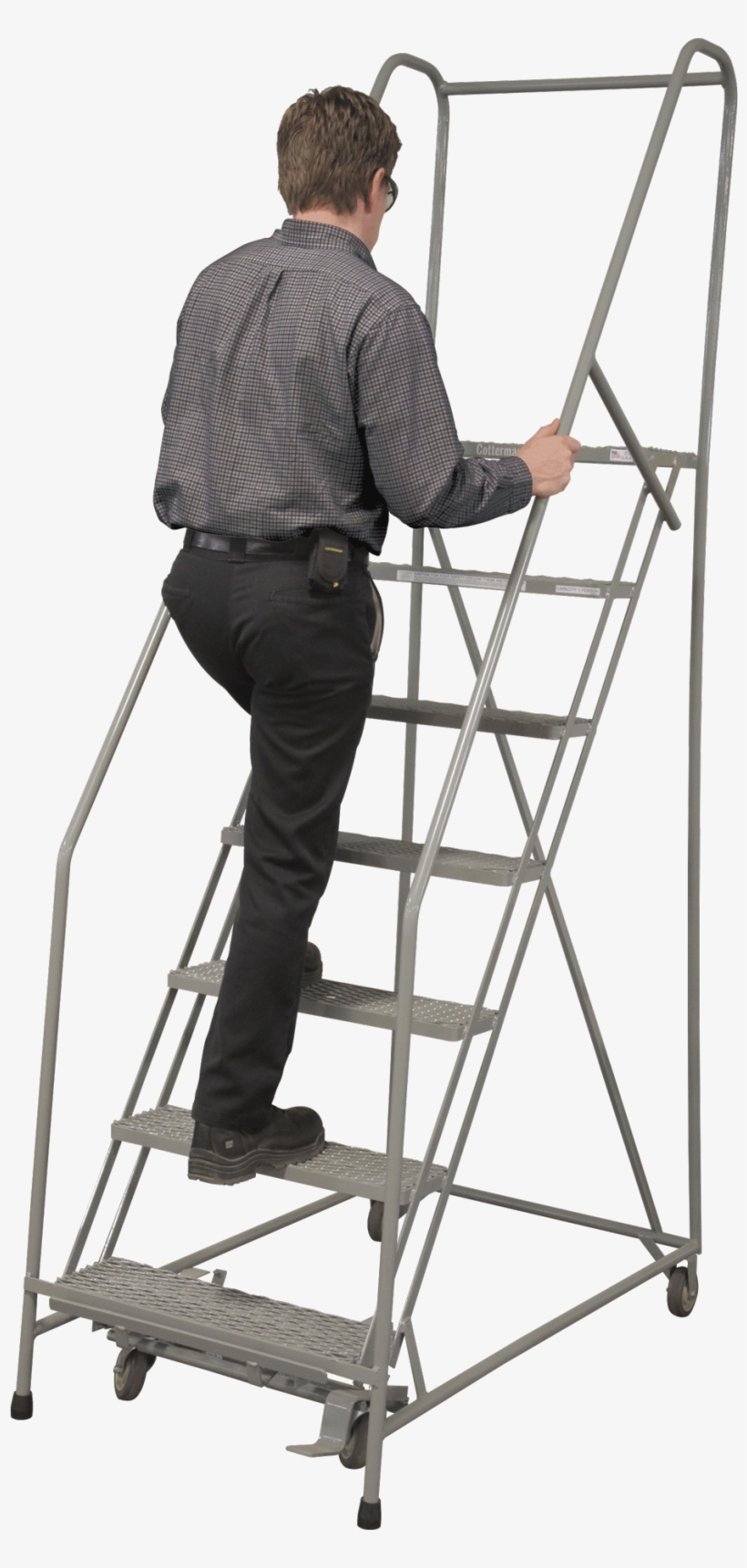 Partially-assembled, Standard Angle Ladders - Cotterman - 1006r2630a1e10b4d3c1p6 - 6-step Rolling, transparent png #3984714