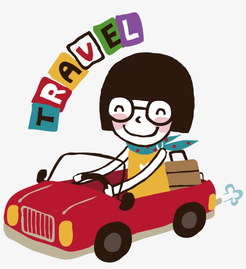South Korea Girl Travel Car Illustration - Cartoon, transparent png #3985262