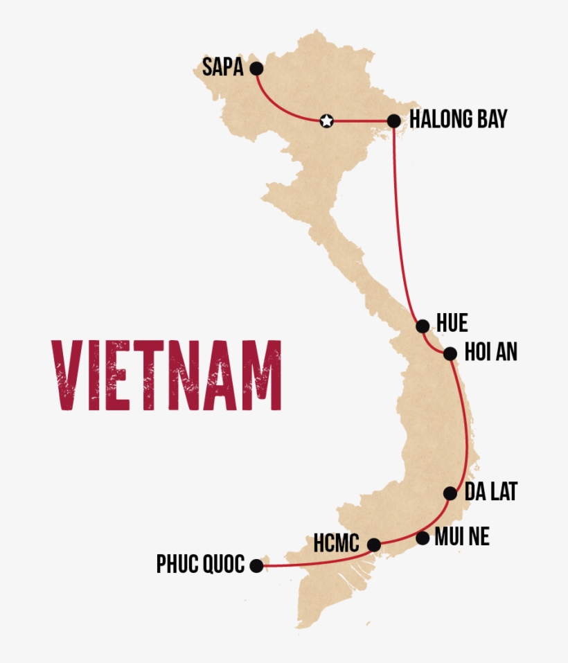 Wanderlist Vietnam - Map Of Vietnam Saigon Transparent, transparent png #3985411