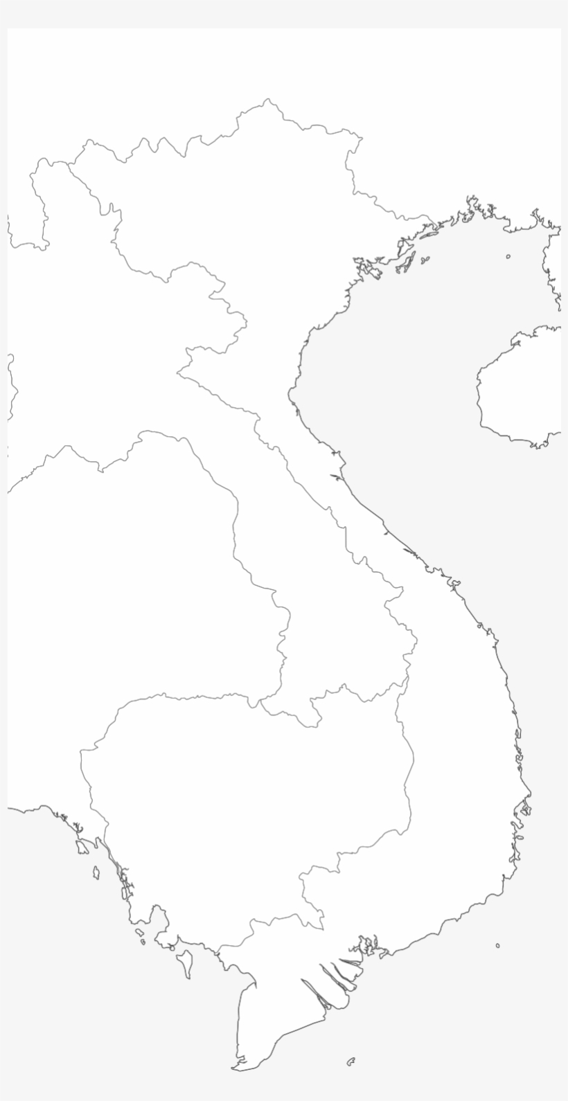 Large Vietnam Blank Map With Borders And Coasts Outlines - 3 Wochen Thailand, transparent png #3985444