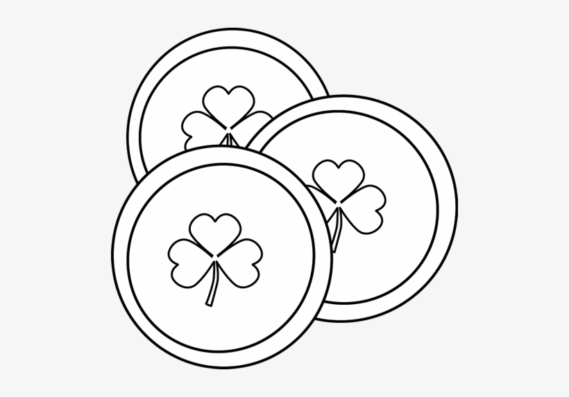 Black And White Saint Patrick's Day Coins - St Patricks Day Coins Coloring Pages, transparent png #3985696