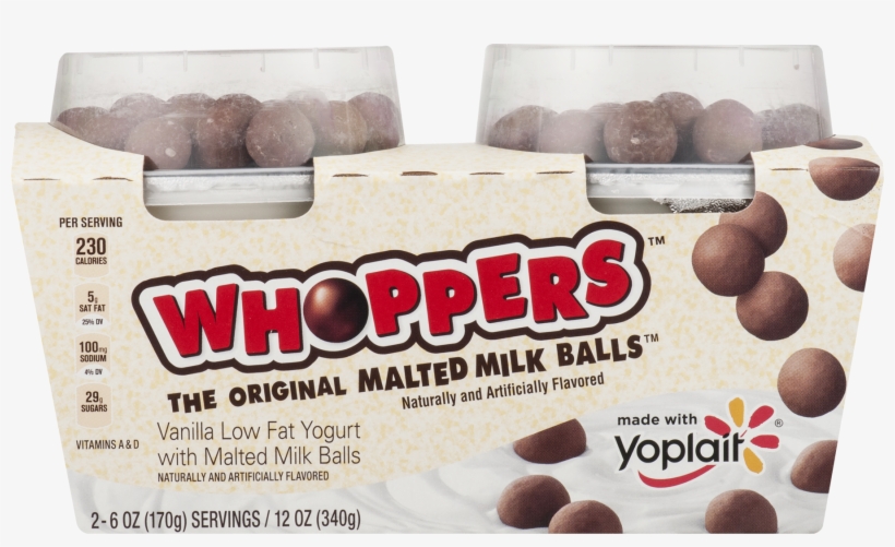 Yoplait Vanilla Low Fat Yogurt With Whoppers Malted - Hershey Company Whoppers Malted Milk Balls 5-ounce, transparent png #3989146