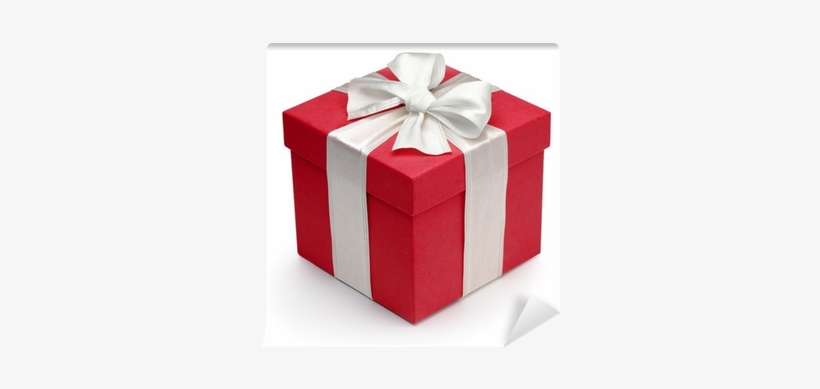 Red Gift Box With White Ribbon And Bow - Caja De Regalo Roja, transparent png #3990292