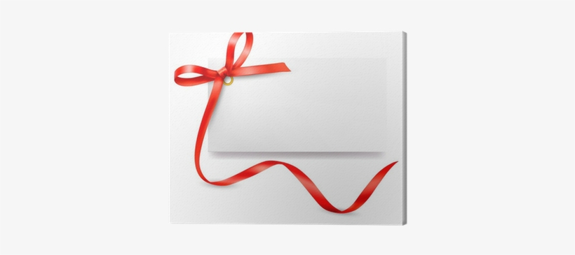 Card With Red Gift Bow With Ribbons - Ribbon, transparent png #3990818