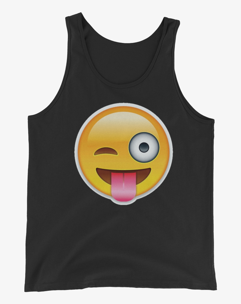 Men's Emoji Tank Top - Stuck Out Tongue Winking Eye Face Cool Emoji Perfect, transparent png #3991566