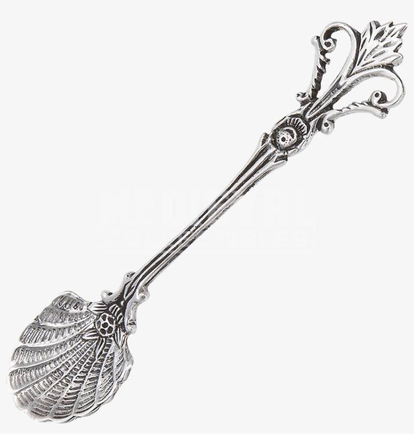 Sterling Silver Floral Salt Spoon - New Ornate Or Fancy Seashell Sterling Silver Salt Spoon, transparent png #3995254