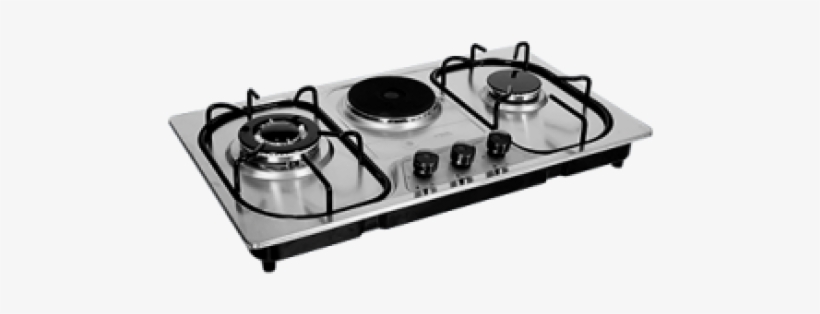 2 Gas 1 Electric Table Top Gas Cooker With Safety Device - Steel, transparent png #3996342