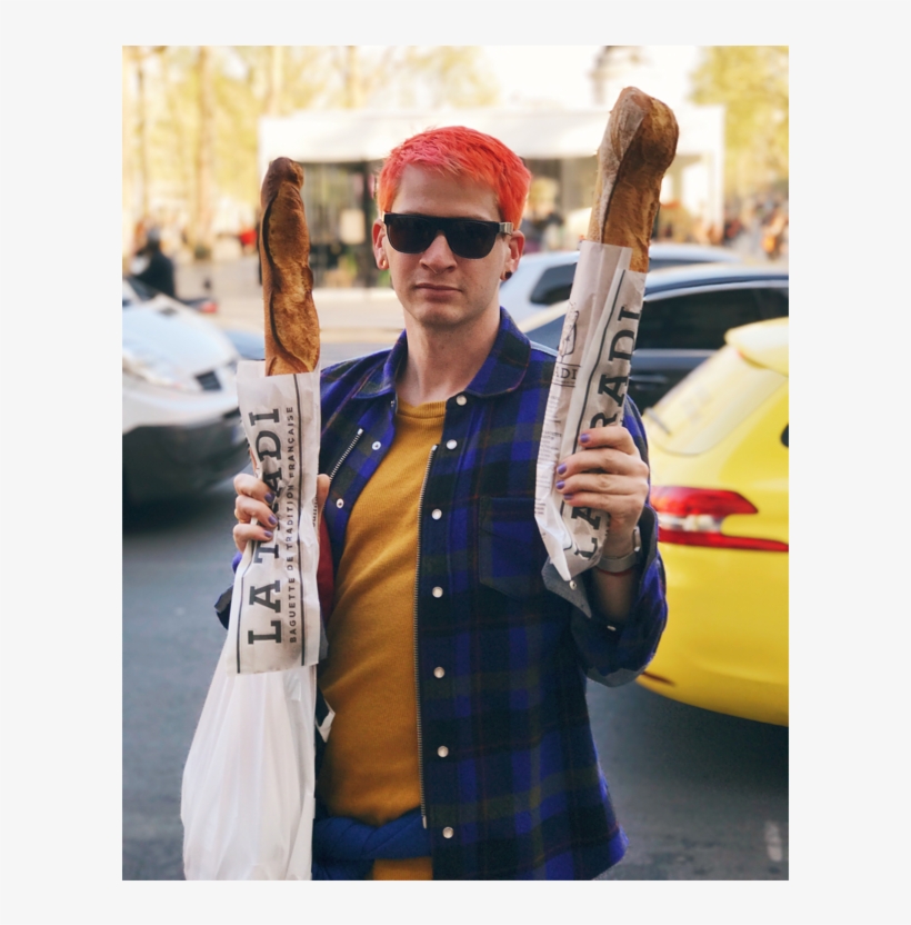 People Walk Around With Baguettes In Paris - Plaid, transparent png #3996537