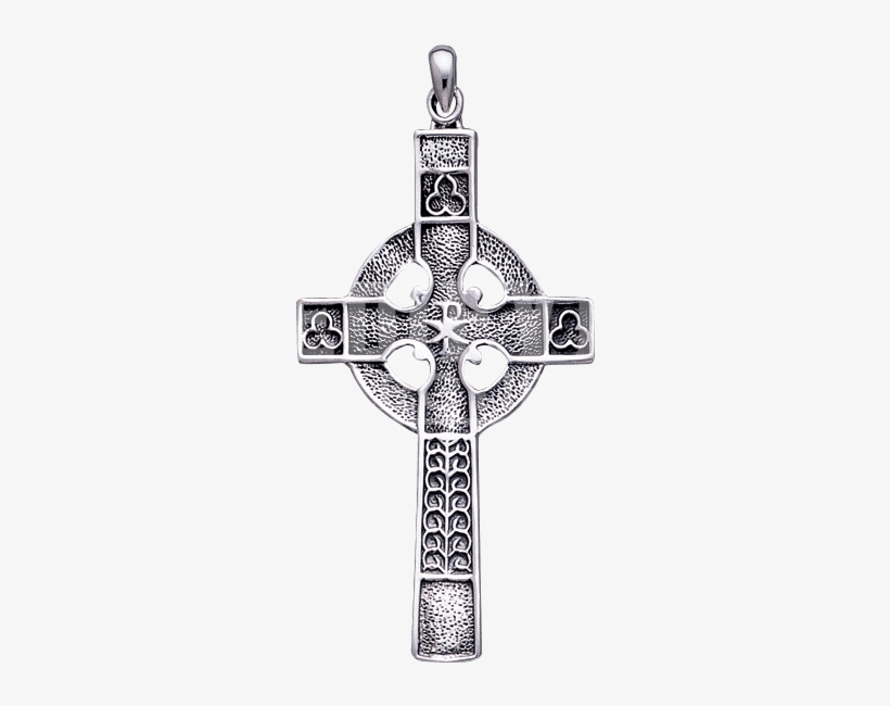 White Bronze Celtic Trefoil Cross Pendant - Silver, transparent png #3997964