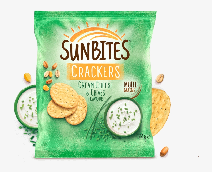 Cream Cheese And Chive Flavour Crackers - Sun Bites, transparent png #3998317
