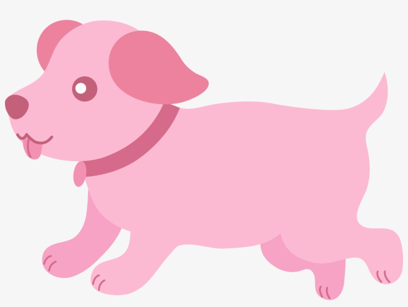 Cute Pink Puppy Running - Clip Art, transparent png #3998517