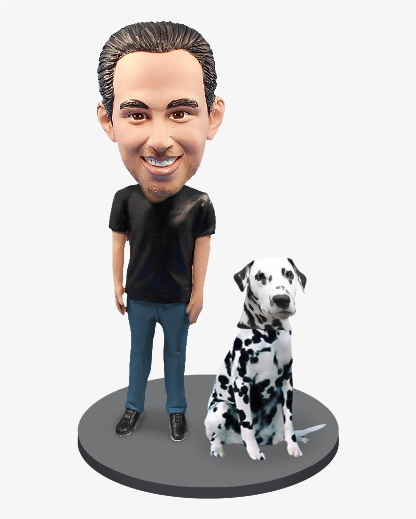 Custom Male With Custom Pet Dog Bobblehead - Dog, transparent png #3998777