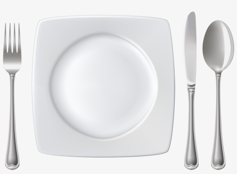 Plate Spoon Knife And Fork Png Clipart - Plate Spoon Fork Png, transparent png #40195