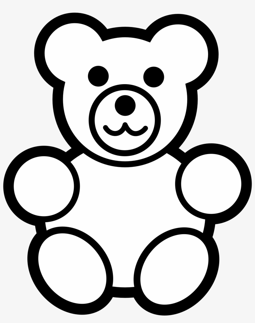 Teddy Bear Stencil Idea For Baby Quilt - Teddy Bear Clipart Black And White, transparent png #40333