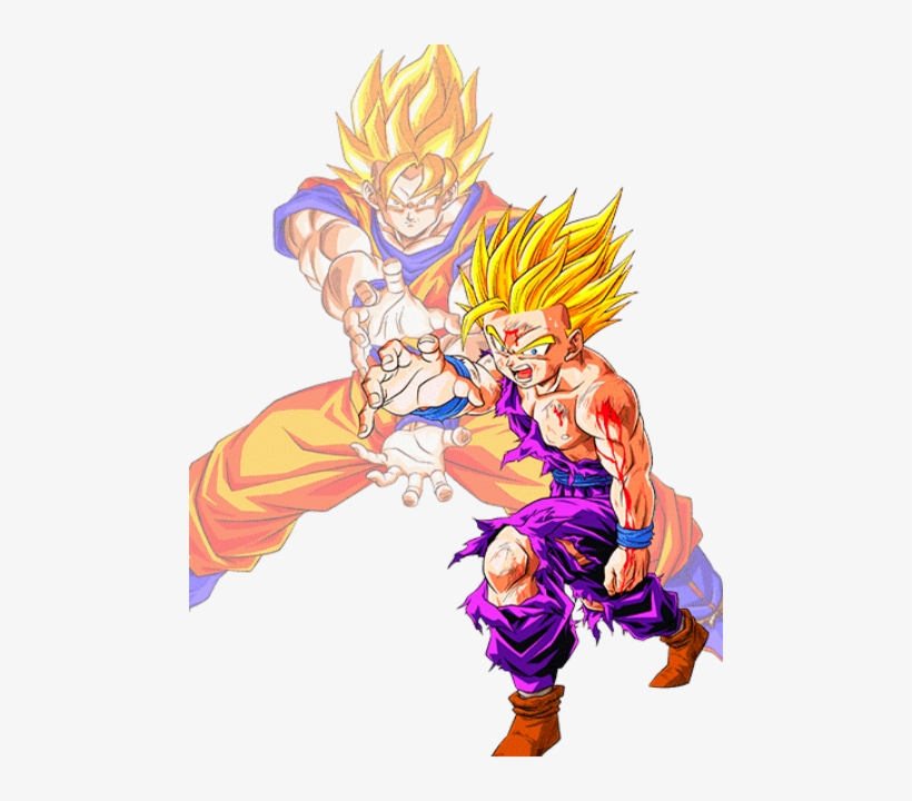 Pin By Santos Rodriquez On Tattoo Ideas - Goku And Gohan Father Son Kamehameha, transparent png #40623