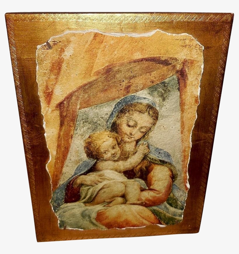 Italian Florentine Affresco Or Fresco Of Mary And Jesus - Fresco, transparent png #41409