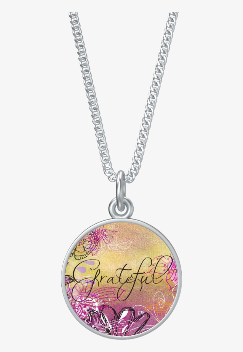 Grateful Round Silver Necklace - Necklace, transparent png #41500