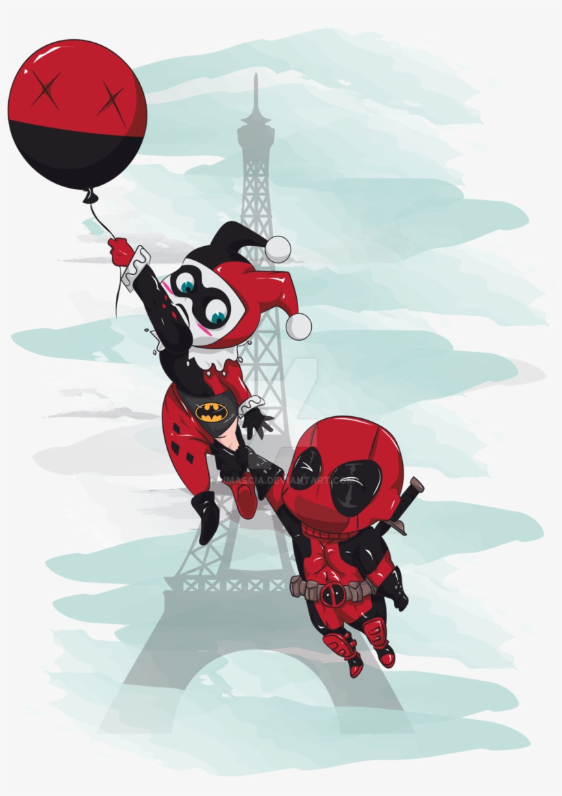 I Had To Buy These 2 Poster Prints From James Mascia - Harley Quinn And Deadpool Cartoon, transparent png #41654