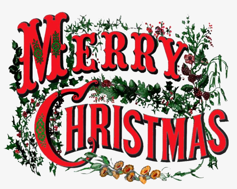 Merry-christmas - Victorian Merry Christmas A Vintage Christmas Card, transparent png #41724