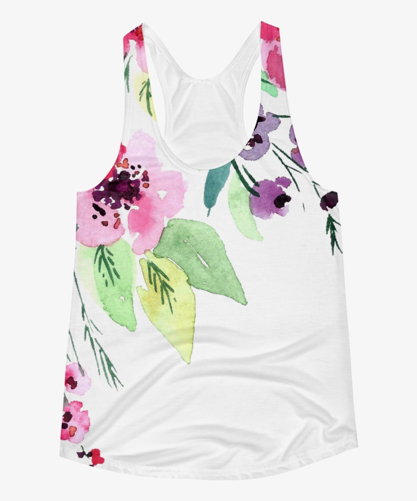 Watercolor Flowers Women's Racerback Tank - Watercolor Painting, transparent png #41745