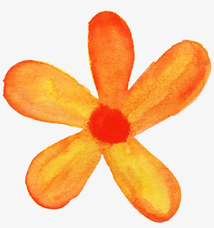 Flower Png Watercolor - Orange Flower Watercolor Png, transparent png #42061