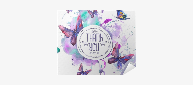Abstract Watercolor Background With Butterflies Poster - Ink Drawing Butterfly Ink, transparent png #42659