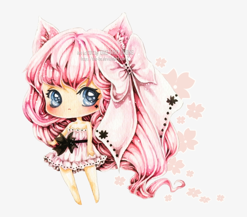 Black Sakura By Tho-be - Cute Chibi Girl Transparent Background, transparent png #43025