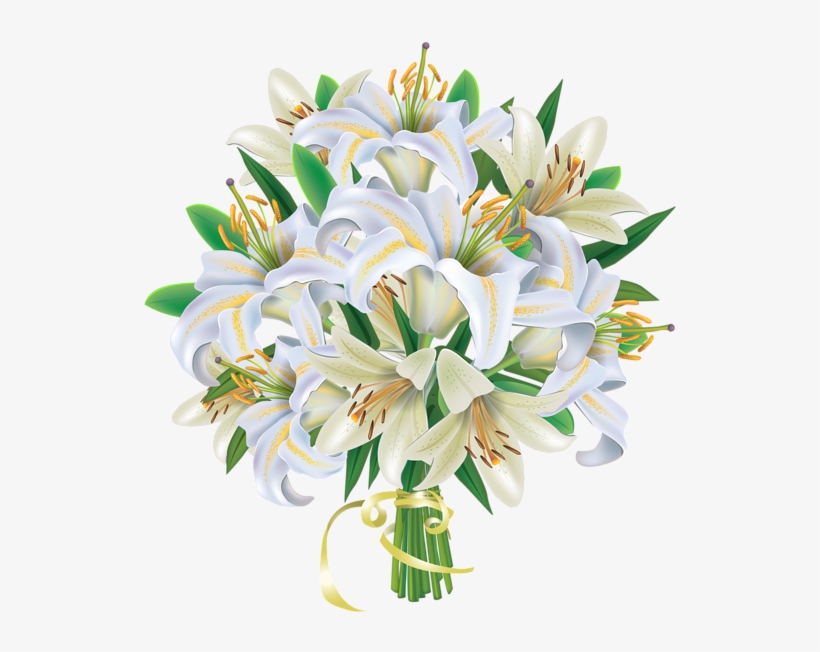 White Lilies Flowers Bouquet Png Image - White Flowers Bouquet Png, transparent png #43535