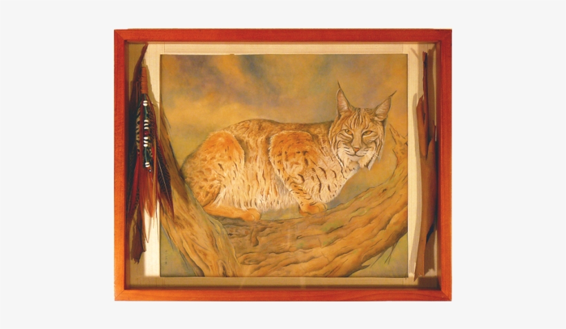 Watercolor Painting On Silk Of A Bobcat, Crouched In, transparent png #43924