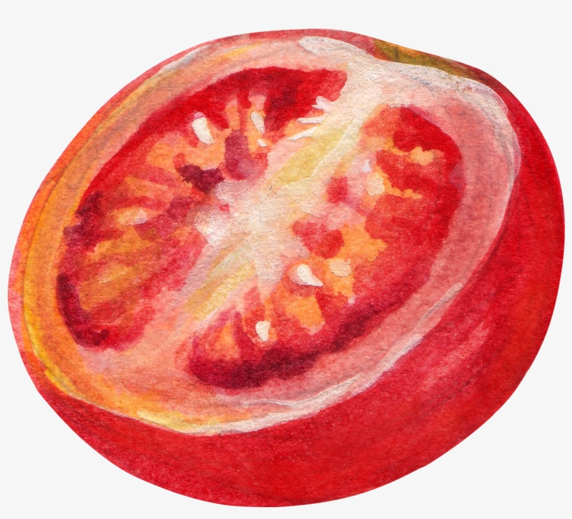Vegetable Cherry Tomato Strawberry Watercolor Painting - Tomato Being Cut Open, transparent png #43953