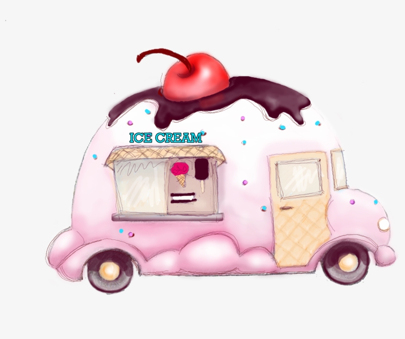 Ice Cream Art - Ice Cream Truck Drawings, transparent png #44139