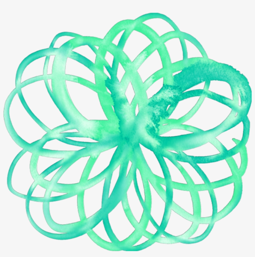 Ftestickers Abstract Swirl Pattern Watercolor Teal - Watercolor Painting, transparent png #44573