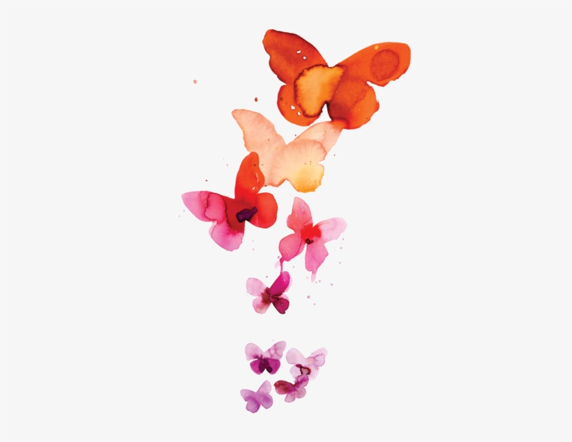 Coral Butterflies - Watercolor Butterfly Tattoo, transparent png #44636